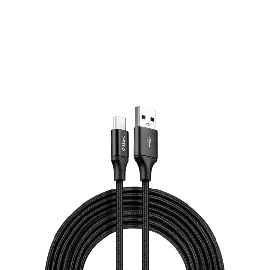 ttec AlumiCable XXL USB-A -USB-C Şarj Kablosu 3mt. Siyah