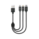 ttec Alumicable Mini Trio 30cm Şarj Kablosu USB-A - USB-C / Lightning / Micro USB Siyah