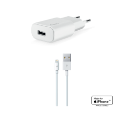 ttec Quantum Apple MFi Lisanslı 1A Seyahat Şarj Aleti  + Lightning Kablo Beyaz