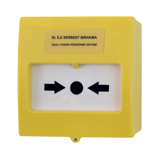 Teknim TFB-3165Y El İle Serbest Bırakma Butonu, Gazlı Yangın Söndürme Sistemleri İçin, Sarı