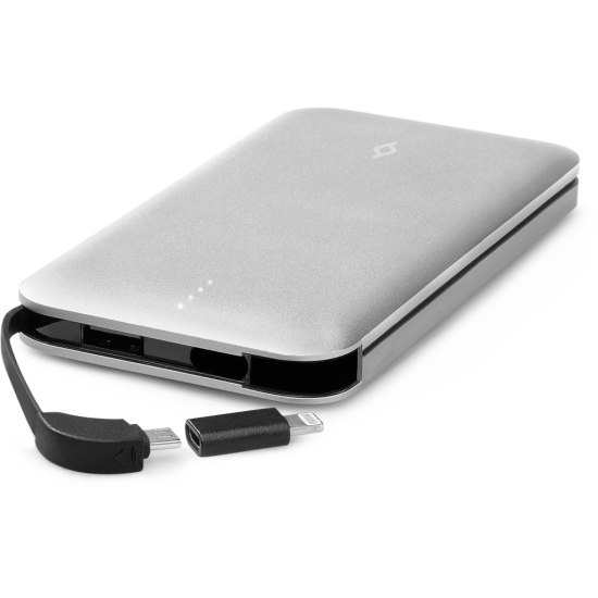 ttec AlumiSlim+ 10.000 mAh Dahili Kablolu Taşınabilir Şarj Aleti / Powerbank Uzay Grisi