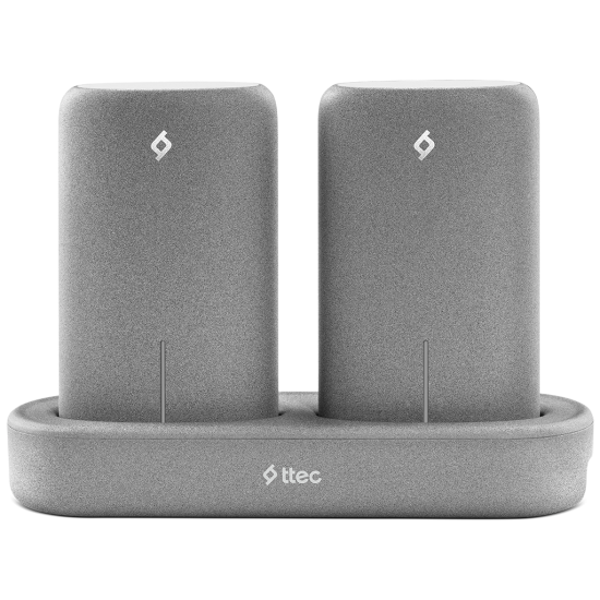 ttec PowerStones 2 x 5.000 mAh Taşınabilir Şarj Aleti ve Şarj İstasyonu Seti Gri