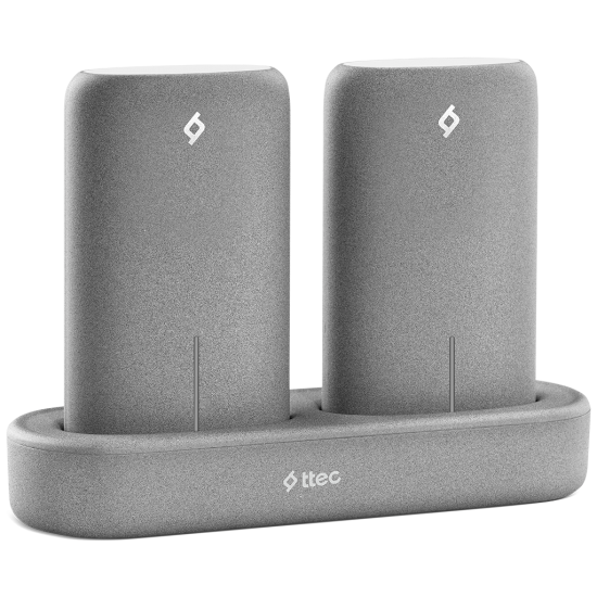 ttec PowerStones 2 x 5.000 mAh Taşınabilir Şarj Aleti ve Şarj İstasyonu Seti Gri