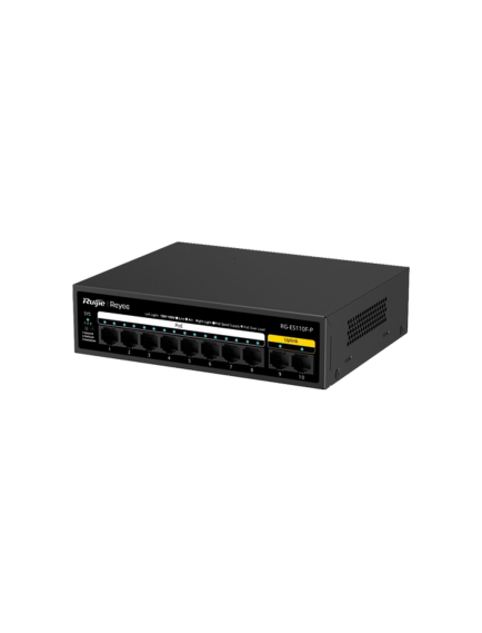 Reyee RG-ES110F-P 10 Portlu, 10/100 Fast Ethernet, Tak Çalıştır Switch, 8 Port PoE+ (110W)