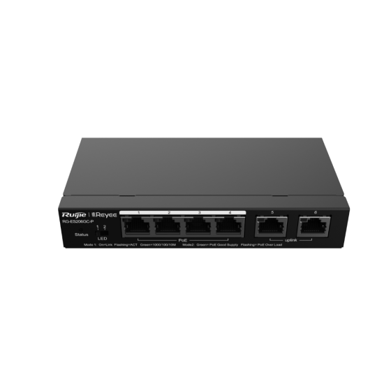 Reyee RG-ES206GC-P 6 Portlu, 10/100/1000 Gigabit, Yönetilebilir Switch, 4 Port PoE+ (54W)