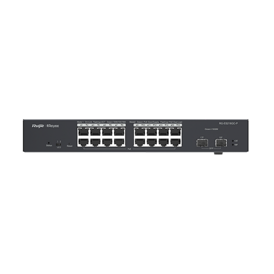 Reyee RG-ES218GC-P 18 Portlu, 10/100/1000 Gigabit, Yönetilebilir Switch, 2 SFP, 16 Port PoE+ (240W)