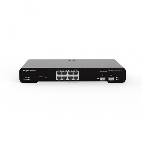 Reyee RG-NBS3100-8GT2SFP-P 8 Portlu, 10/100/1000 Gigabit, L2 Yönetilebilir Switch, 2 SFP, 8 Port PoE+ (125W)
