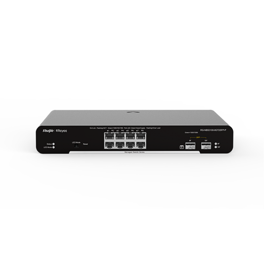 Reyee RG-NBS3100-8GT2SFP-P 8 Portlu, 10/100/1000 Gigabit, L2 Yönetilebilir Switch, 2 SFP, 8 Port PoE+ (125W)