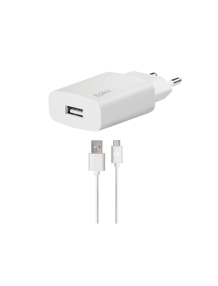 taks TS01 1.5A Seyahat şarj aleti  + USB-C kablolu Beyaz