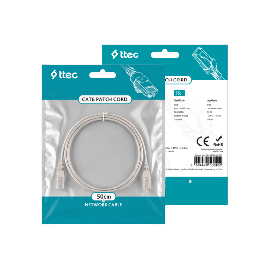 ttec KBL-PTCH-50CMG - CAT6 Patch Kablo 50cm Gri (TSS)