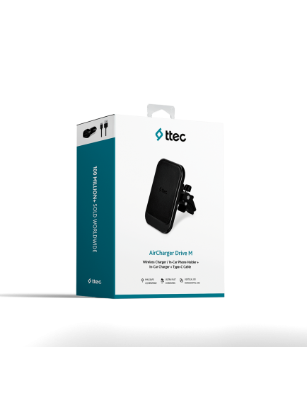 ttec AirCharger Drive M MagSafe Uyumlu Kablosuz Şarj Özellikli Mıknatıslı Araç İçi Telefon Tutucu