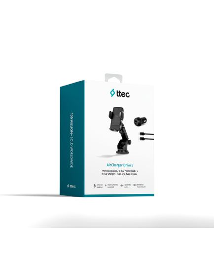 ttec AirCharger Drive S Kablosuz Hızlı Şarj Özellikli Araç İçi Telefon Tutucu