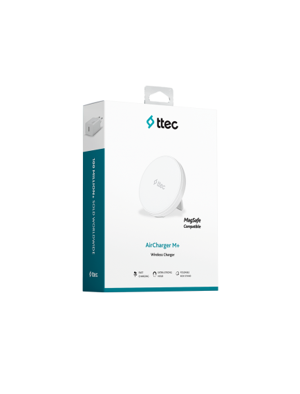 ttec AirCharger M+ MagSafe Uyumlu Kablosuz Şarj Aleti ve PD 20W Seyahat Şarj Aleti Beyaz