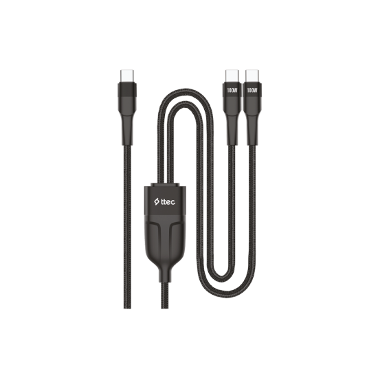 ttec AlumiCable Duo USB-C – 2* USB-C 100W 150cm Hızlı Şarj Kablosu