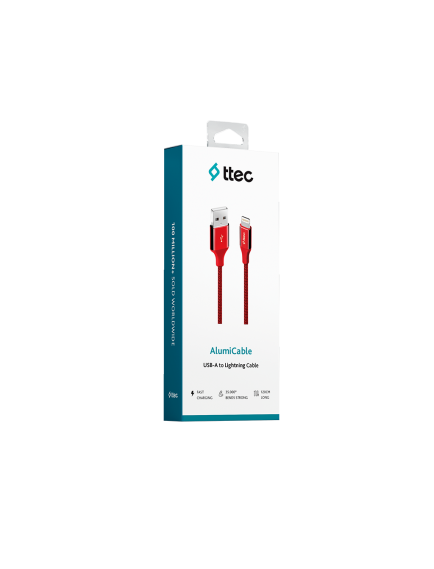 ttec AlumiCable USB-A - Lightning Şarj Kablosu Kırmızı