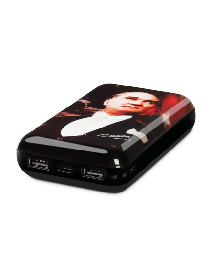 ttec ArtPower Atatürk Portre 10.000 mAh Taşınabilir Şarj Aleti / Powerbank. Siyah