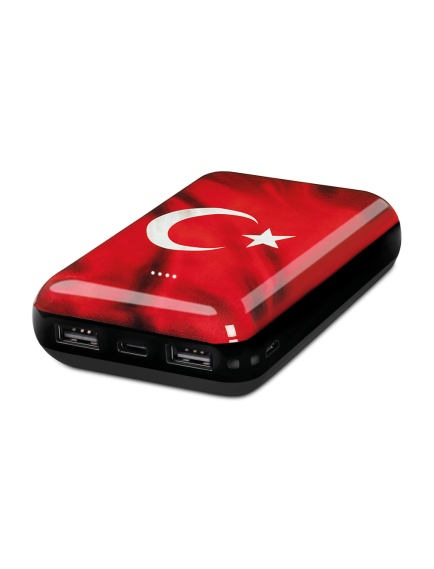 ttec ArtPower Türk Bayrağı 10.000 mAh Taşınabilir Şarj Aleti / Powerbank Siyah