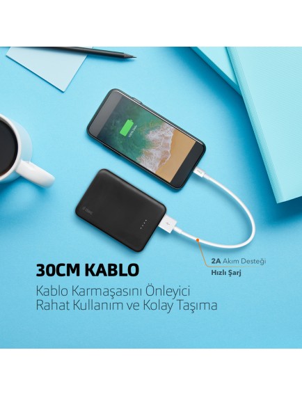 ttec MiniCable 30cm USB-A - Lightning Şarj Kablosu Beyaz