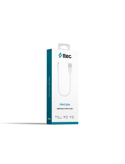 ttec MiniCable 30cm USB-A - Lightning Şarj Kablosu Beyaz