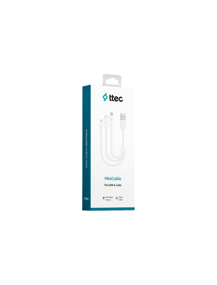 ttec MiniCable Trio 30cm Şarj Kablosu USB-A - USB-C / Lightning / Micro USB