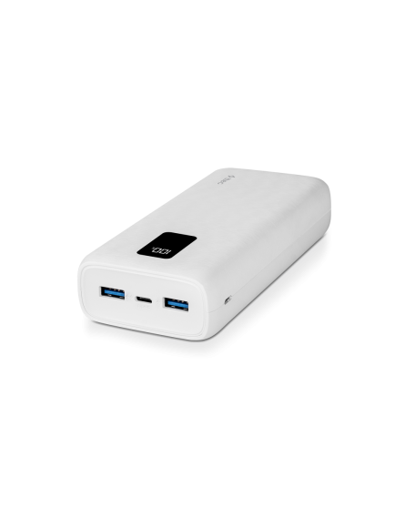 ttec PowerSlim Trio LCD 20.000mAh PD 22,5W Dahili Kablolu Taşınabilir Şarj Aleti / Powerbank Beyaz