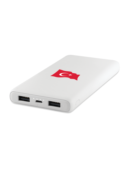 ttec PowerSlim Türk Bayrağı 10.000 mAh Taşınabilir Şarj Aleti / Powerbank Beyaz