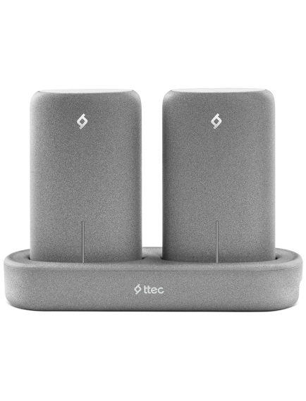 ttec PowerStones 2 x 5.000 mAh Taşınabilir Şarj Aleti ve Şarj İstasyonu Seti Gri
