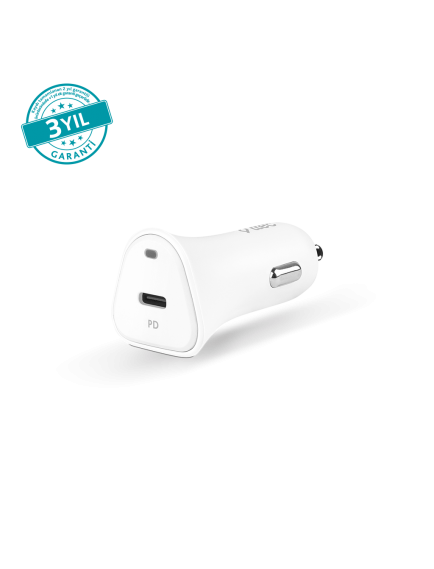 ttec Quantum PD Apple MFi Lisanslı 20W Araç Şarj Aleti + USB-C/Lightning Kablo Beyaz