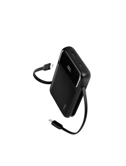 ttec ReCharger Pro LCD 10.000mAh PD 22,5W Lightning ve USB-CDahili Kablolu Taşınabilir Hızlı Şarj Aleti/Powerbank  2BB215 Siyah