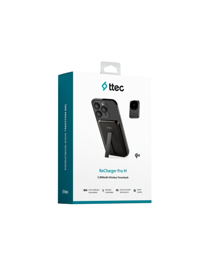 ttec ReCharger Pro M 5.000mAh Qi2/MagSafe Özellikli 15W iPhone/Android Stantlı Kablosuz Taşınabilir Hızlı Şarj Aleti/Powerbank - 2BB226