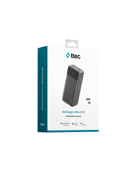 ttec ReCharger Ultra LCD 30.000mAh PD 20W Taşınabilir Hızlı Şarj Aleti/Powerbank-2BB270S