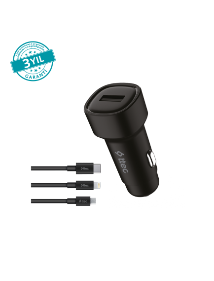 ttec SmartCharger 2.4A Araç Şarj Aleti + Trio Kablo