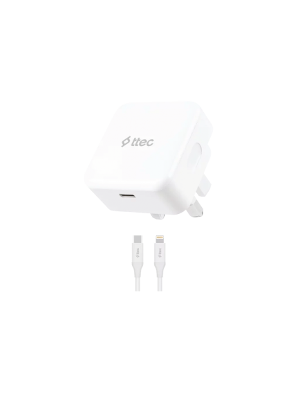 ttec SmartCharger 30W PD İngiltere (UK) Katlanır Seyahat Hızlı Şarj Aleti + USB-C - Lightning  150cm Kablo Beyaz
