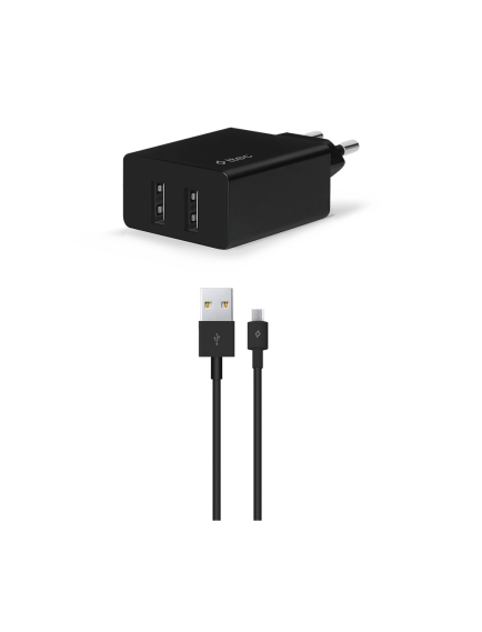 ttec SmartCharger Duo 2.4A Seyahat Şarj Aleti Çift USB  + Micro USB Kablo Siyah