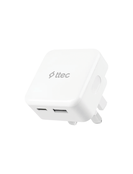ttec SmartCharger Duo 30W PD İngiltere (UK) Katlanır Seyahat Hızlı Şarj Aleti Beyaz