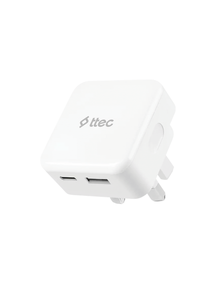 ttec SmartCharger Duo USB-C+USB-A 3.1A İngiltere (UK) Katlanır Seyahat Hızlı Şarj Aleti