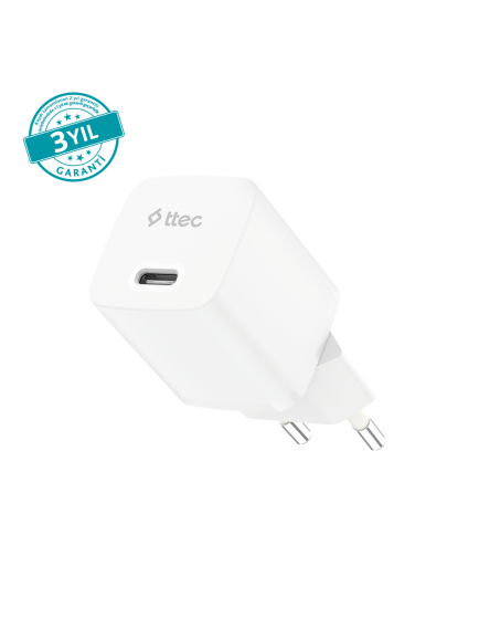 ttec SmartCharger GAN 30W PD USB-C Seyahat Hızlı Şarj Aleti 2SCG30B Beyaz