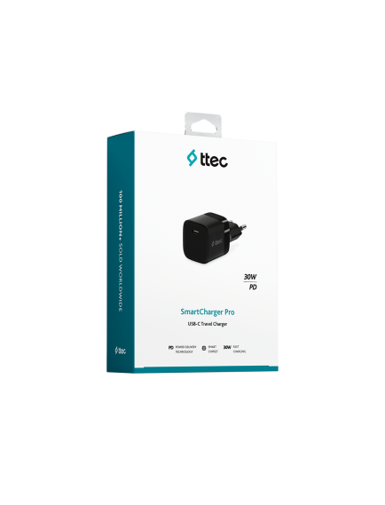 ttec SmartCharger GAN 30W PD USB-C Seyahat Hızlı Şarj Aleti Siyah