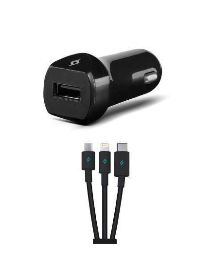 ttec SpeedCharger 2.1A Araç Şarj Aleti  Trio Kablolu Siyah