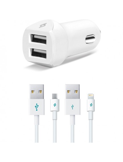 ttec SpeedCharger Duo 3.1A Araç Şarj Aleti Çift USB  (çift kablo) Beyaz