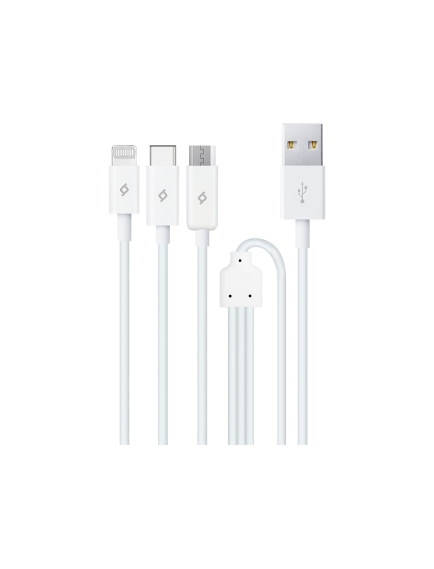 ttec Trio Şarj Kablosu USB-A - USB-C / Lightning / Micro USB Beyaz