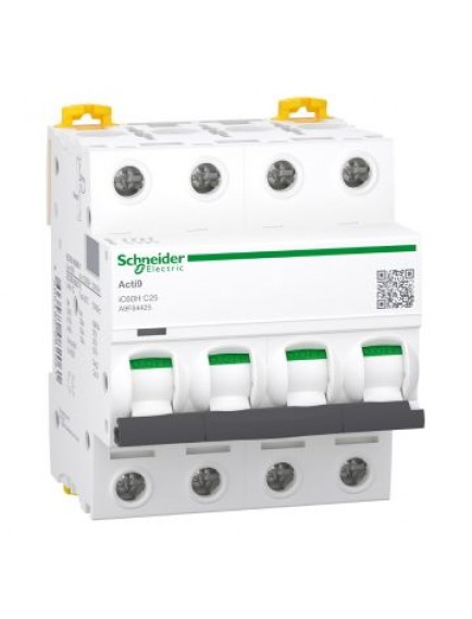 Schneider Otomatik Sigorta, Acti9, 10kA, C-Eğrisi, 4-Kutup, 25A