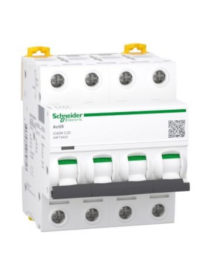 Schneider Otomatik Sigorta, Acti9, 6kA, C-Eğrisi, 4-Kutup, 20A
