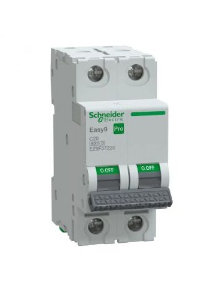 Schneider Otomatik Sigorta, Easy9 Pro, 6kA, C-Eğrisi, 2-Kutup, 20A