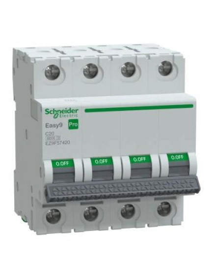Schneider Otomatik Sigorta, Easy9 Pro, 6kA, C-Eğrisi, 4-Kutup, 20A
