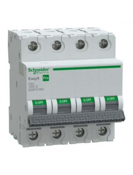 Schneider Otomatik Sigorta, Easy9 Pro, 6kA, C-Eğrisi, 4-Kutup, 63A