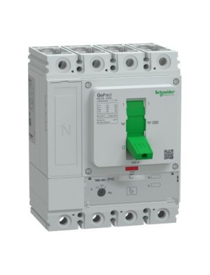 Schneider Circuit breaker, GoPact MCCB 400, 4 poles, 50kA at 415VAC, 400A rating, TMD trip unit, Ayar Sahalı