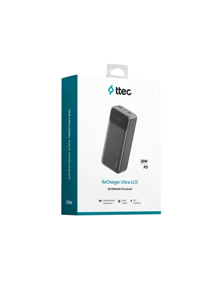 ttec ReCharger Ultra LCD 30.000mAh PD 20W Taşınabilir Hızlı Şarj Aleti/Powerbank-2BB270S