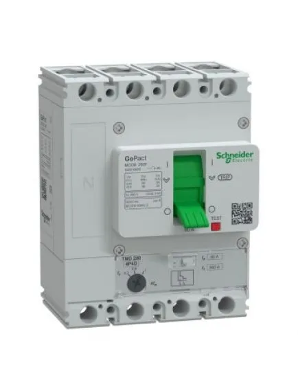Schneider Circuit breaker, GoPact MCCB 200, 4 poles, 36kA at 415VAC, 80A rating, TMD trip unit, Ayar Sahalı