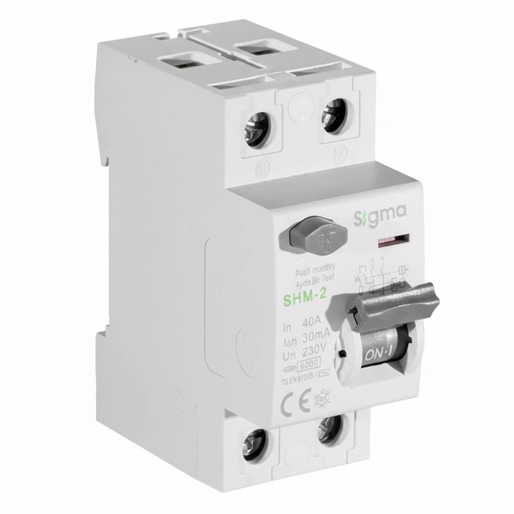 Sigma 30mA Hayat Koruma Kaçak Akım Şalteri 2P 6kA TÜV Ona...